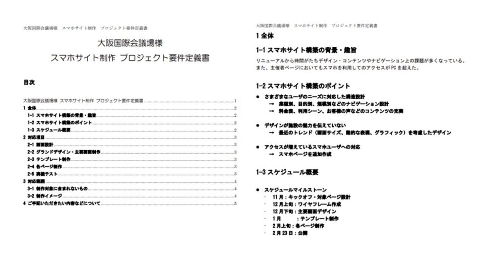 スマホサイト制作要件定義書例 イメージ